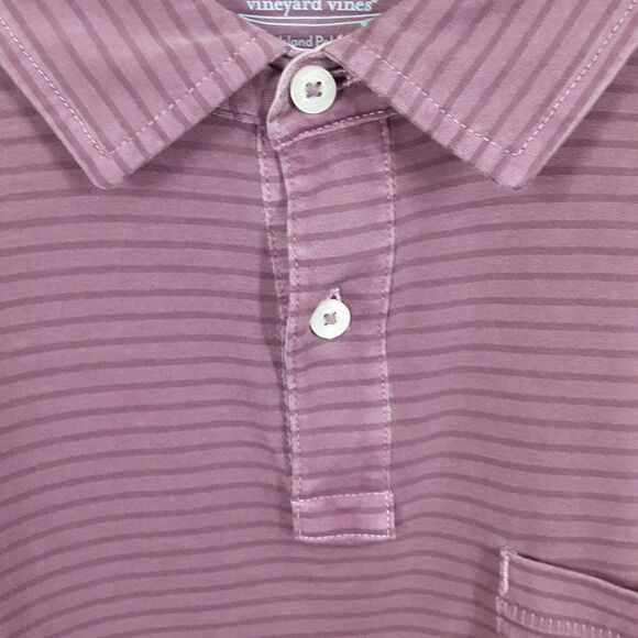 Vineyard Vines Island Polo Mens S Purple Striped Short Sleeve Shirt Pima Cotton - Picture 3 of 7